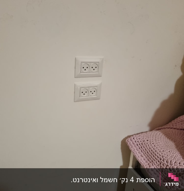 שני שקעים חשמליים בקיר לבן